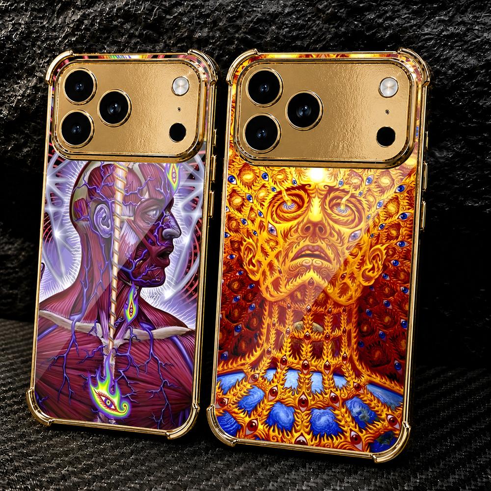 Apple Iphone 15 - 美しいデザインの「A-Alex Grey」iPhone 17、16、15、14、13、12 Pro Max Plus用スマホケース。メッキ加工の金属フレームとエアバッグコーナーカバーを採用。