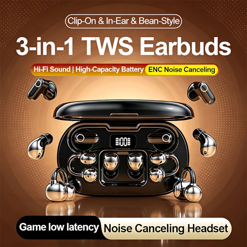 Phone Accessories Amazon - 新型3-in-1ワイヤレスBluetoothイヤホン ミニイヤークリップ インイヤー型 睡眠用 仕事用 ゲーム用ヘッドホン