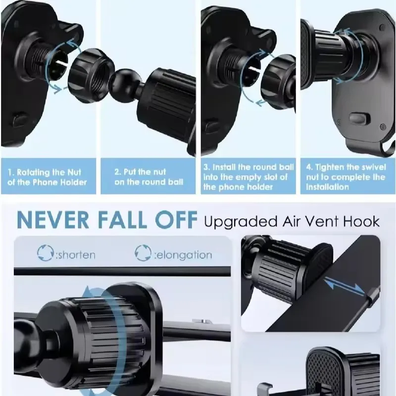 車載電話ホルダー 車のエアコン吹き出し口クリップマウント モ - Phone Accessories Holder Car のレビューと価格