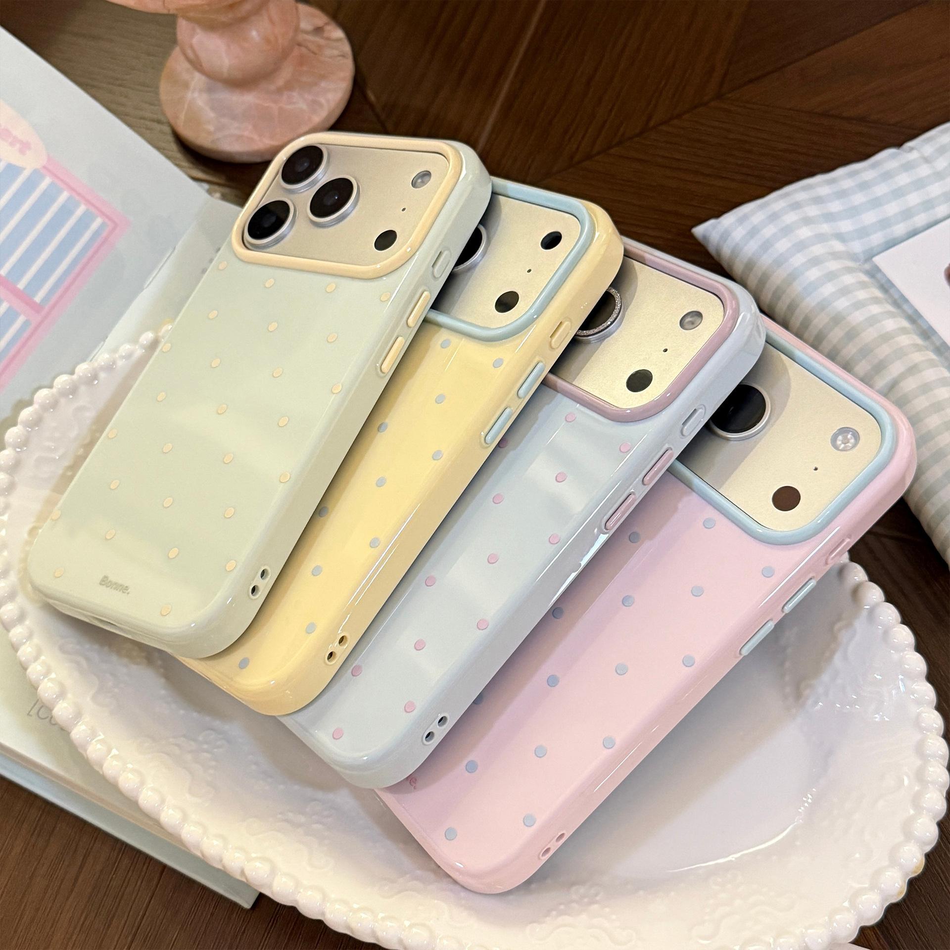 INS 韓国風ポルカドットキャンディーカラーソフトTPUスマ - Apple Iphone 15 のレビューと価格